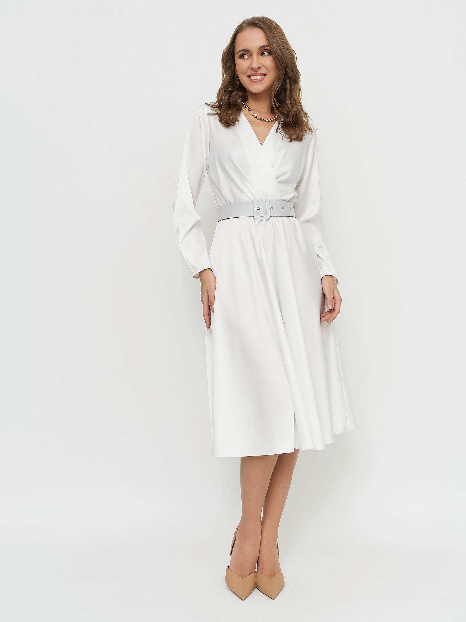 Платье женское BrandStoff BS20126 белое 48 RU