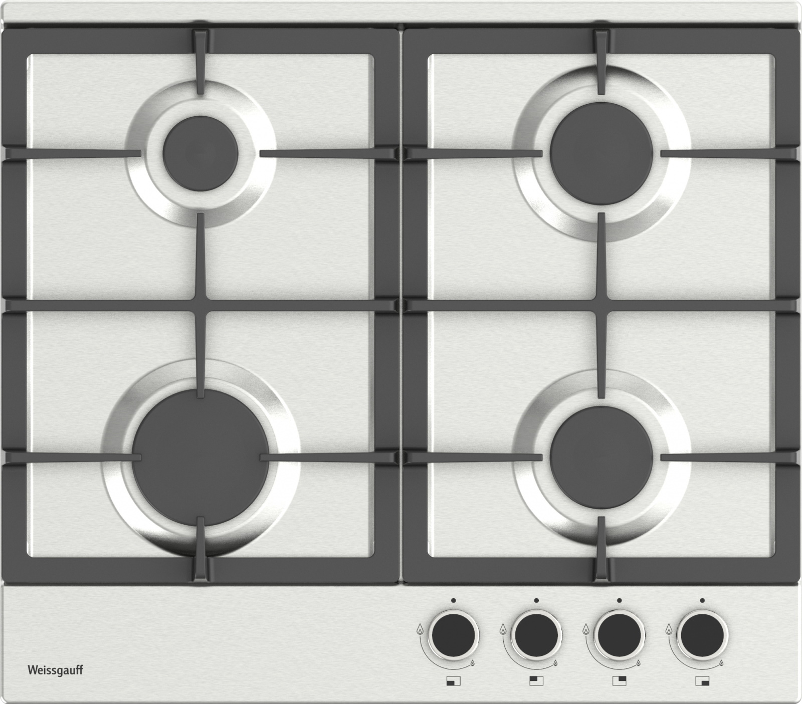 фото Встраиваемая варочная панель газовая weissgauff hgg 640 bebg silver
