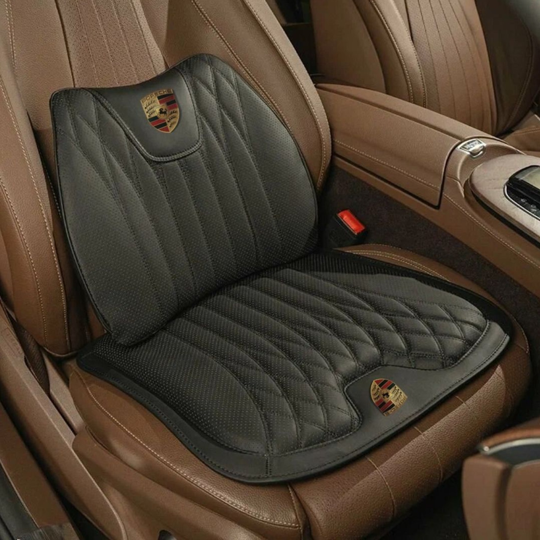 

Комплект ортопедических подушек на сиденье + поясница для Porsche, черный, Подушка автомобильного сиденья