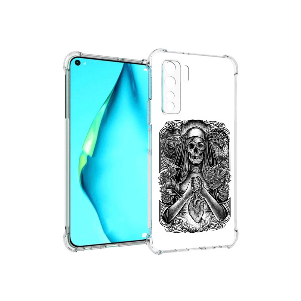 

Чехол MyPads Tocco для Huawei Nova 7 SE скелет с сердцем, Прозрачный, Tocco