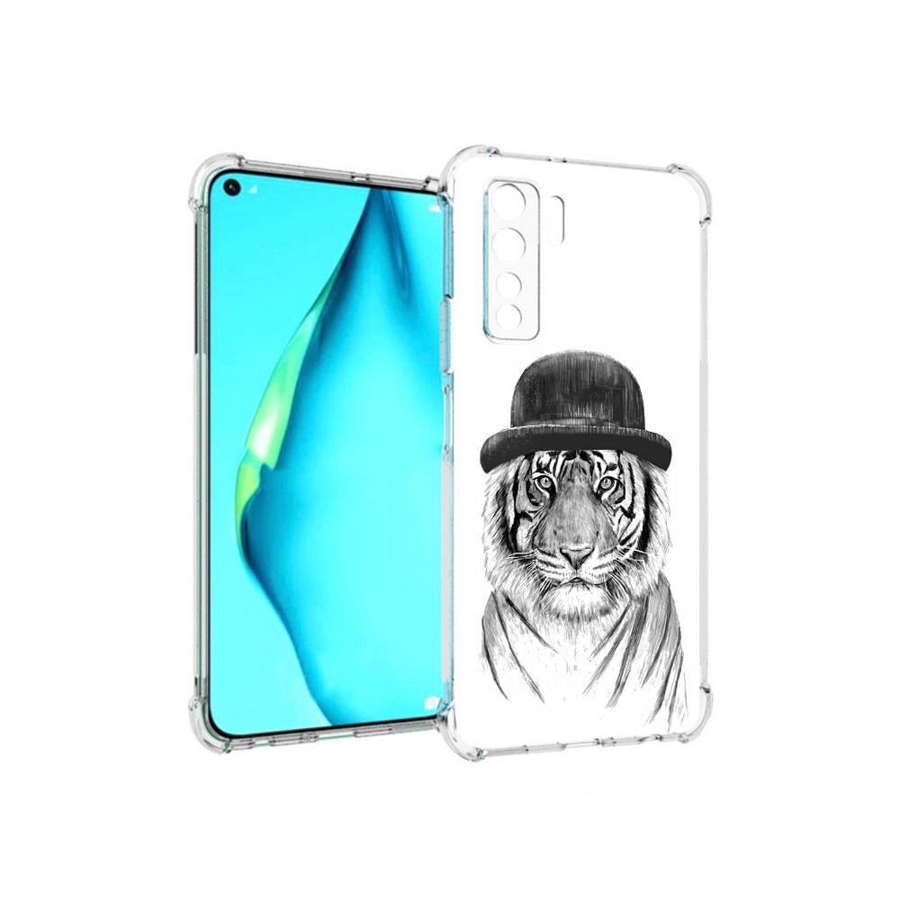 

Чехол MyPads Tocco для Huawei Nova 7 SE тигр британец, Прозрачный, Tocco