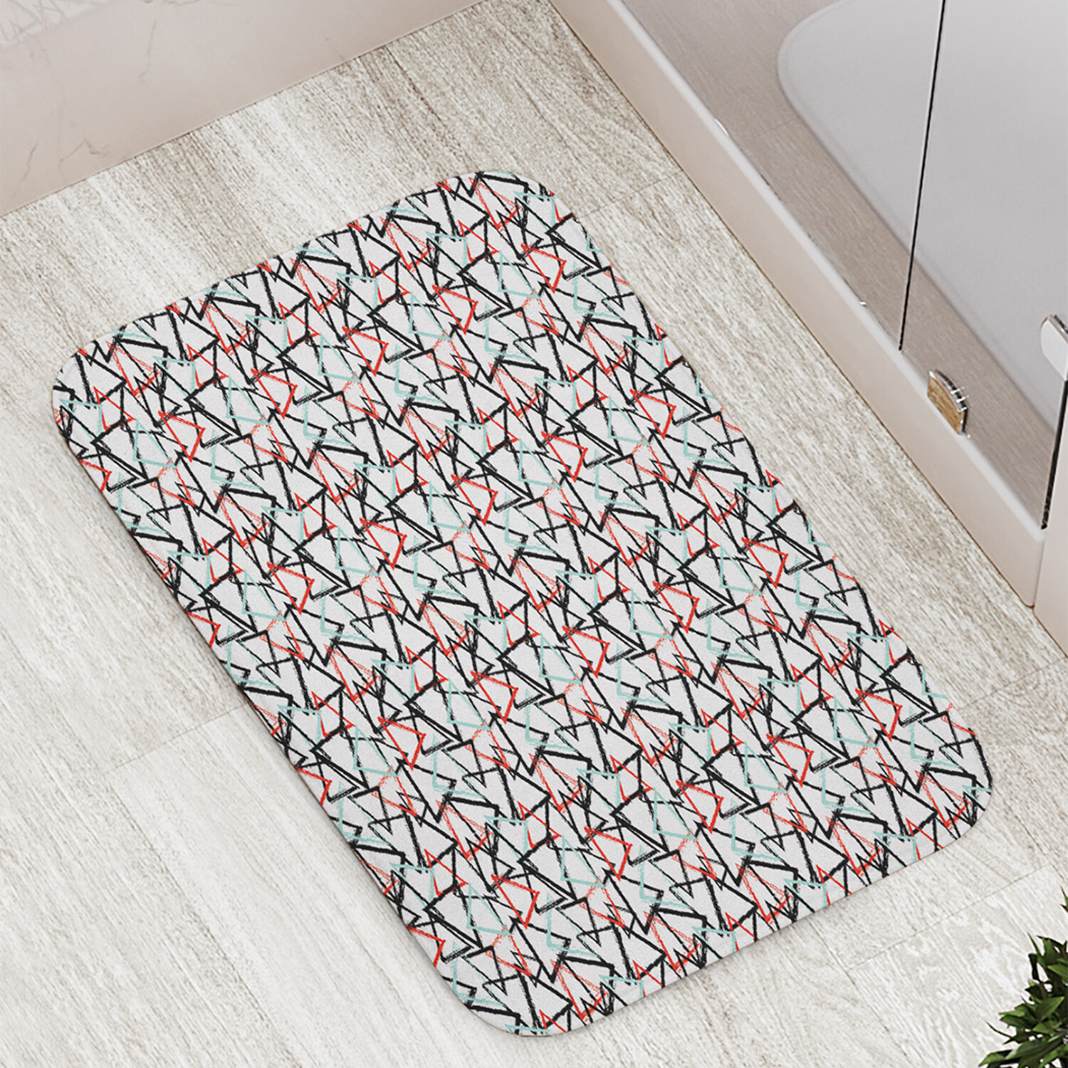 

Коврик JoyArty "Нарисованные треугольники" для ванной сауны бассейна 77х52 см, Нарисованные треугольники