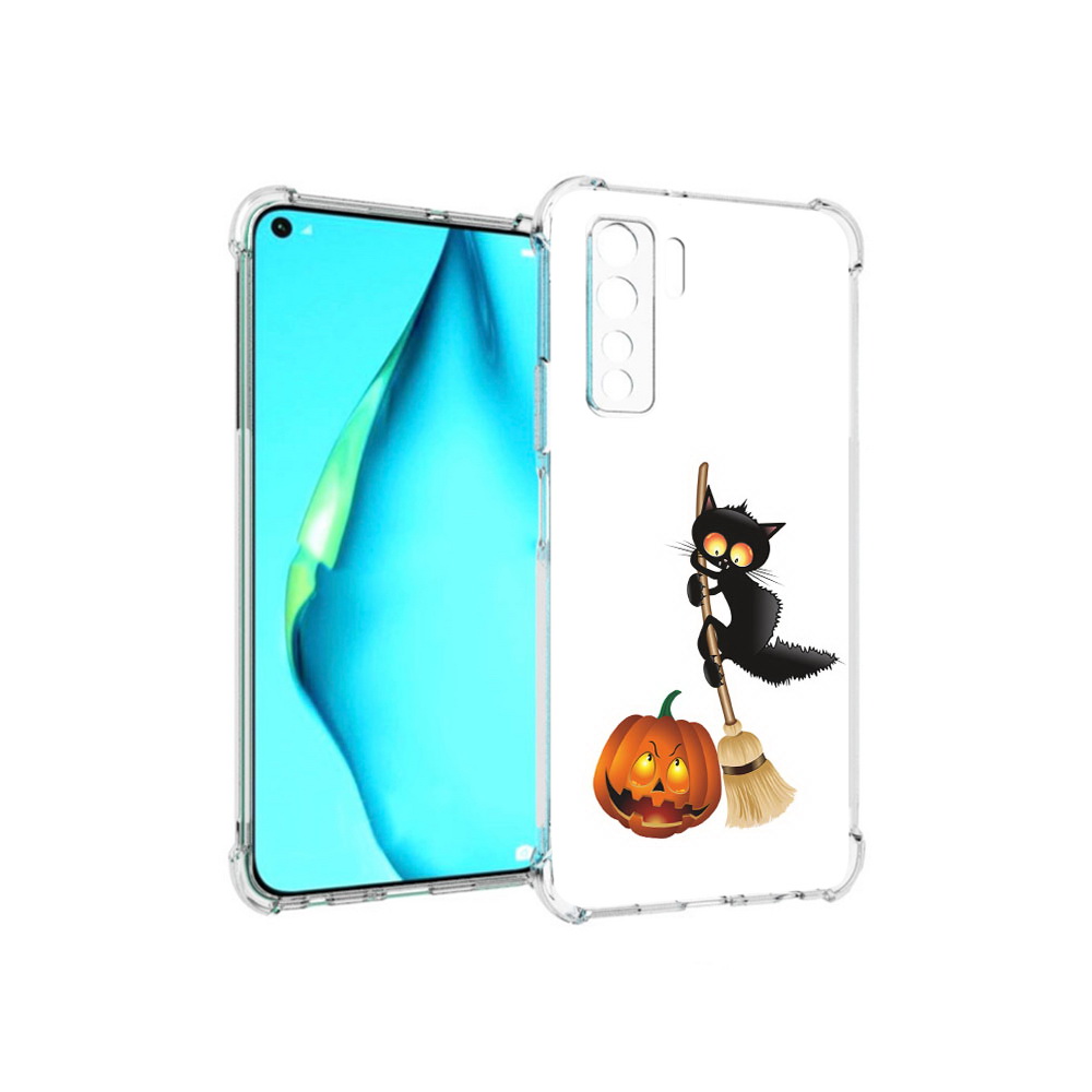 

Чехол MyPads Tocco для Huawei Nova 7 SE хэлуинский котик, Прозрачный, Tocco