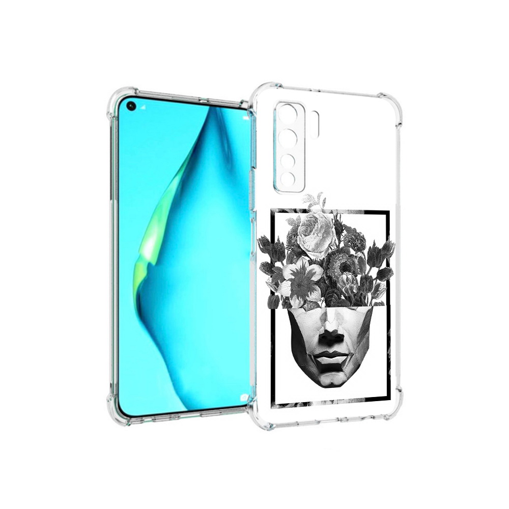 Чехол MyPads Tocco для Huawei Nova 7 SE черно белая ваза в абстракции