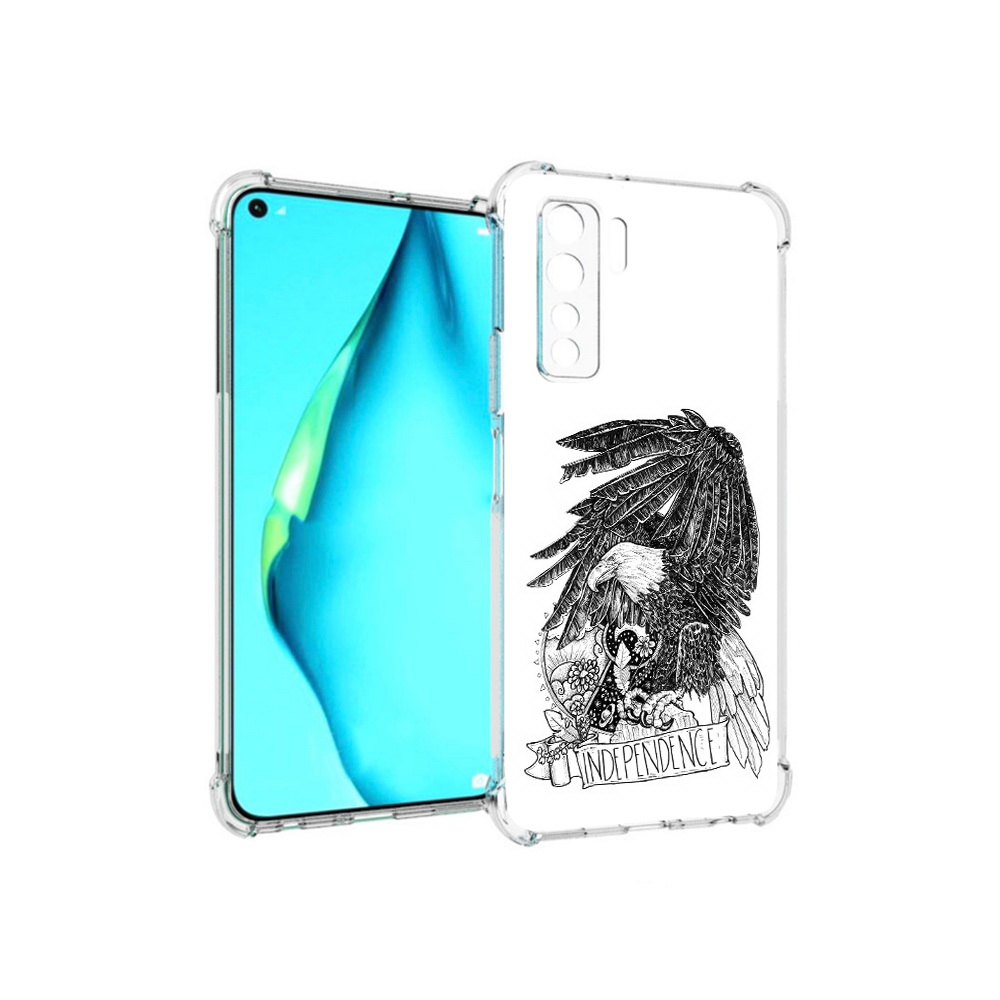 

Чехол MyPads Tocco для Huawei Nova 7 SE черно белый сокол, Прозрачный, Tocco
