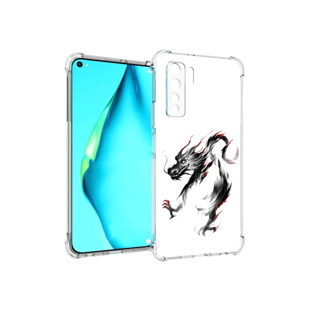 

Чехол MyPads Tocco для Huawei Nova 7 SE черный дракон, Прозрачный, Tocco