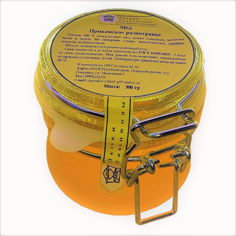 Мёд натуральный Прикамское с Пасеки Симанковых разнотравье, 300 г