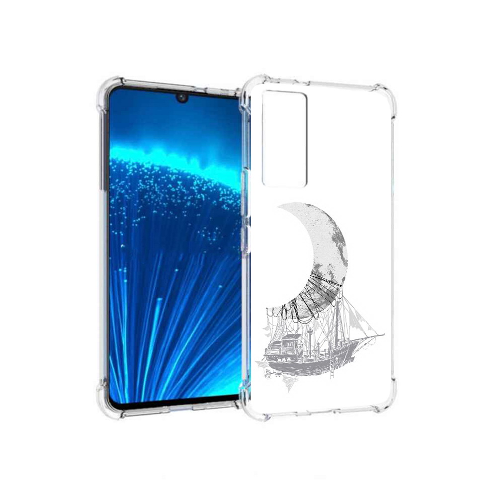 

Чехол MyPads Tocco для Vivo V21E черно белый корабль полумесяц (PT226954.394.684), Прозрачный, Tocco