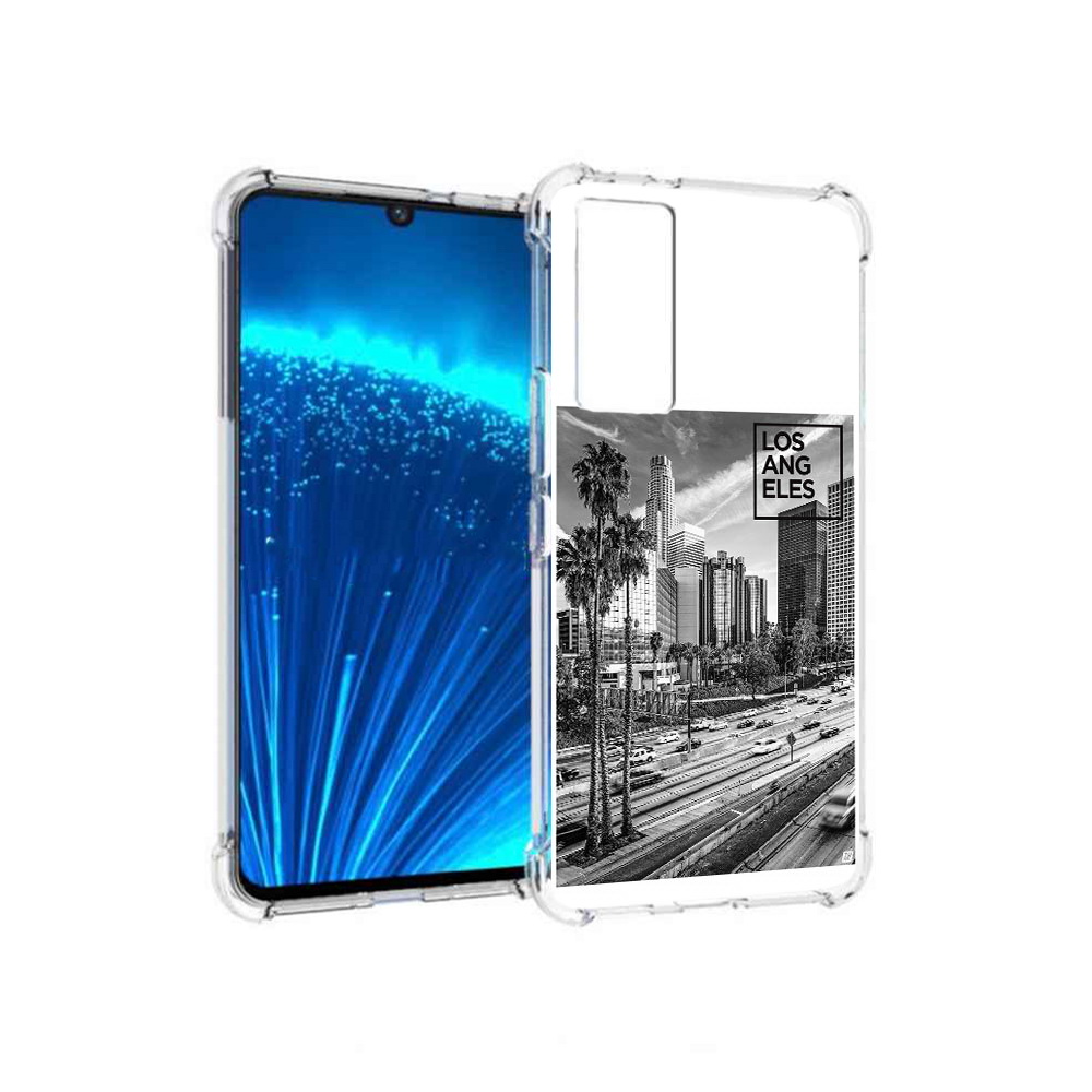 

Чехол MyPads Tocco для Vivo V21E черно белый лос анджелес (PT226954.394.685), Прозрачный, Tocco