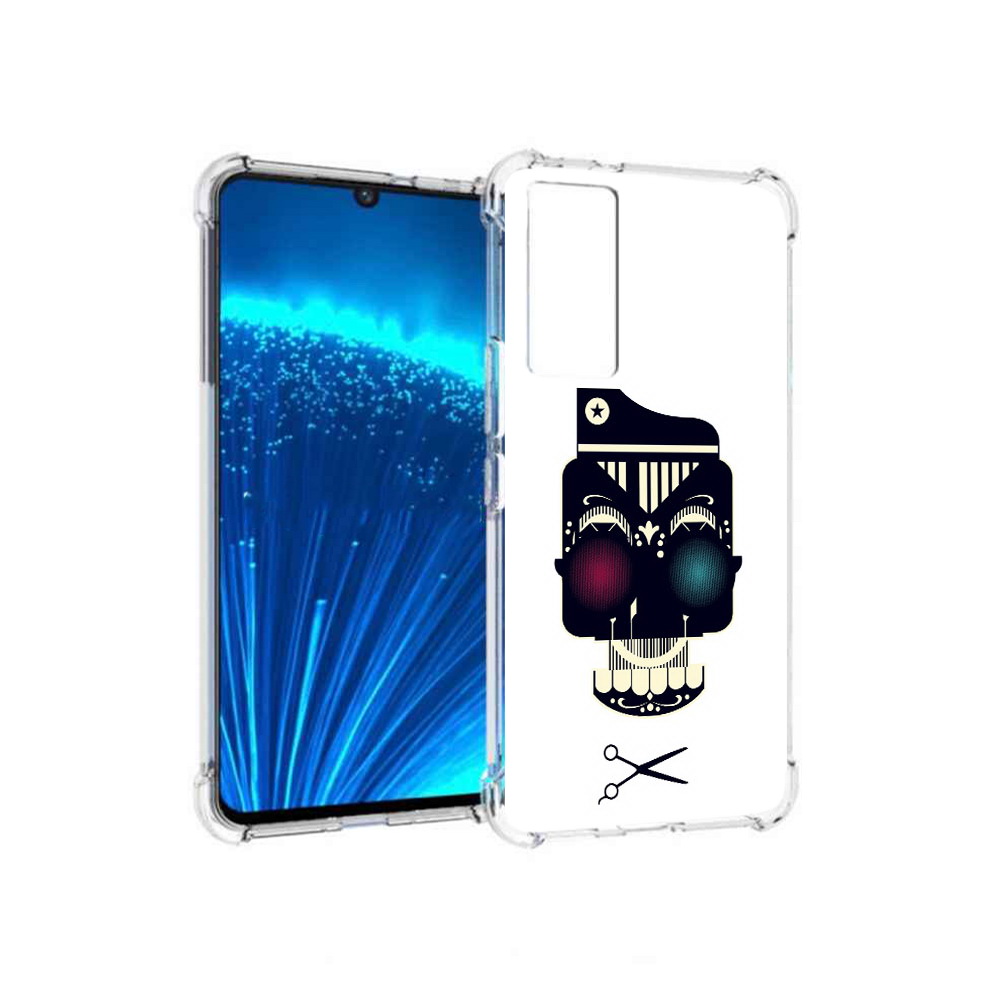 

Чехол MyPads Tocco для Vivo V21E черно белый скелет с яркими глазами (PT226954.394.687), Прозрачный, Tocco