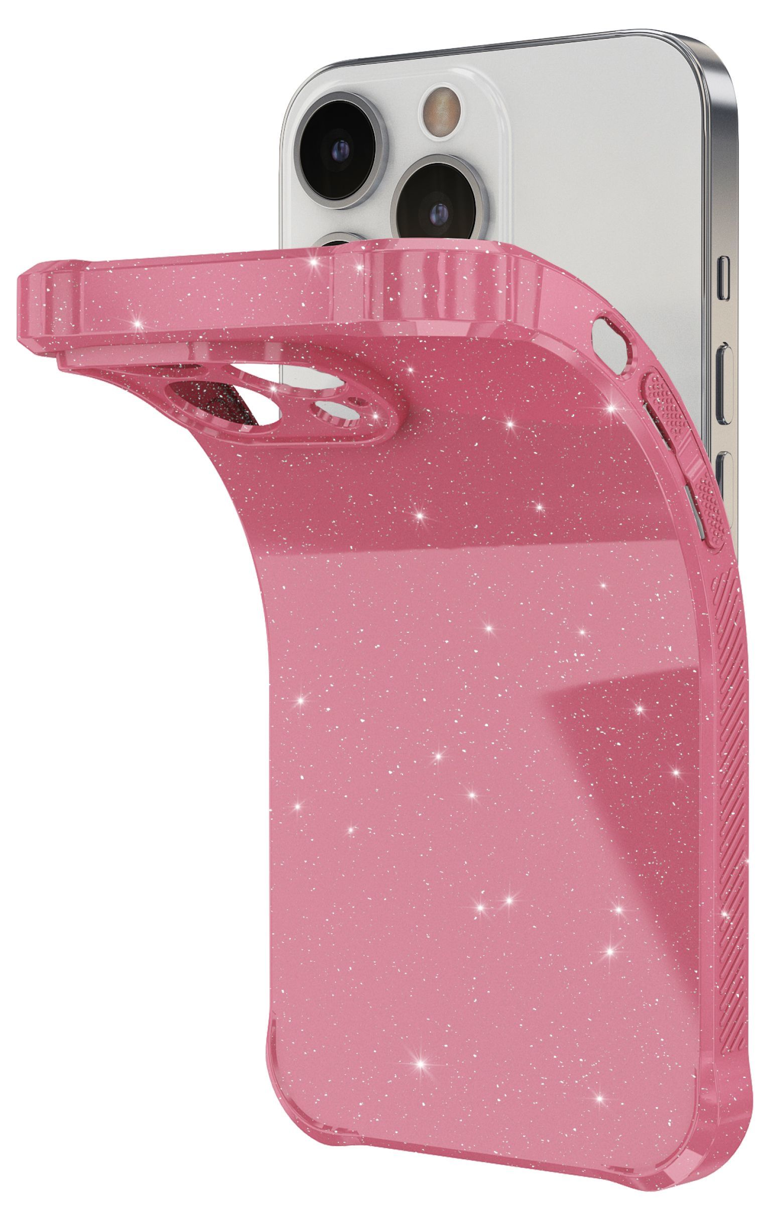 Чехол на iPhone 13 Pro розовый блестящий
