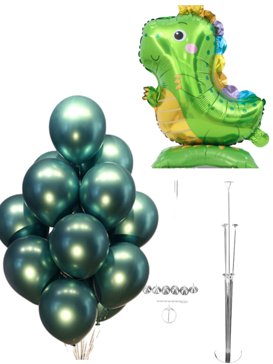 Набор воздушных шариков фигура Динозавр Schl-2024 + стойка 70 см + 7 шаров букет шаров с праздником на подставке набор 13 шт