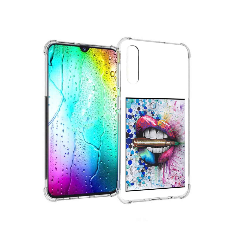 

Чехол MyPads Tocco для Samsung Galaxy A30s разноцветные губы с пулей (PT226907.519.571), Прозрачный, Tocco