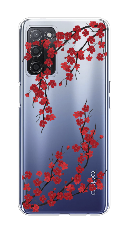 

Чехол на Oppo A55 5G "Красная сакура", Красный;черный, 256250-2