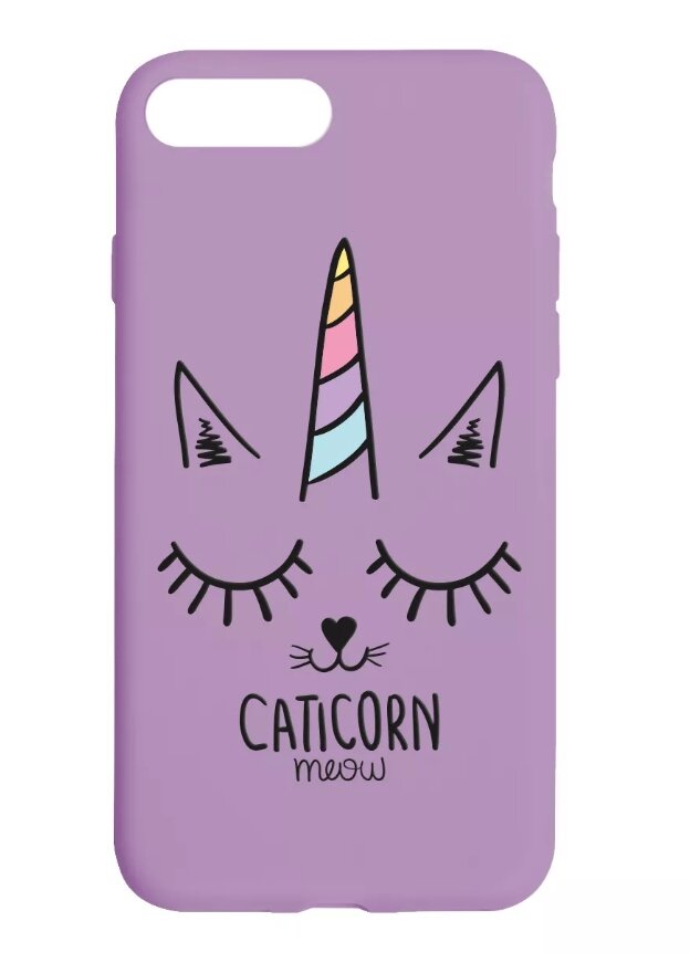 

Чехол на iPhone 7 Plus, iPhone 8+ с принтом "Caticorn", Фиолетовый;черный;голубой, MATT iPhone 7 Plus