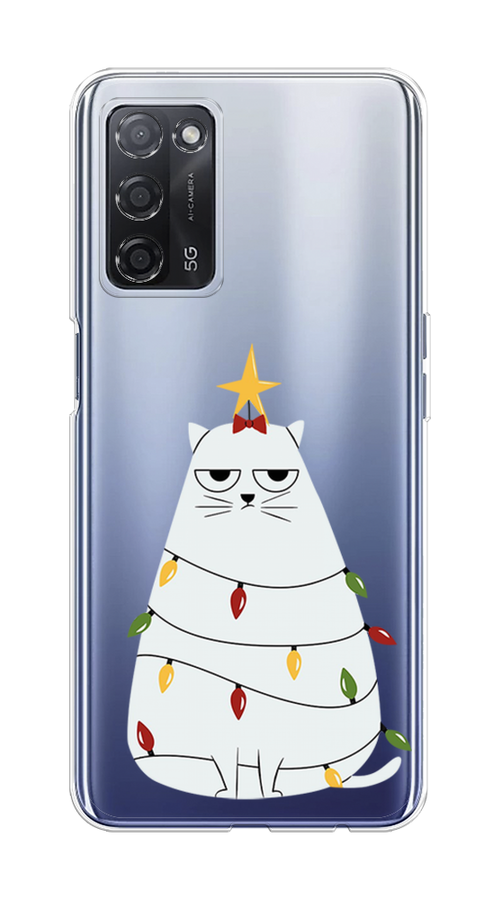 

Чехол на Oppo A55 5G "Котик в гирлянде", Белый;красный;желтый, 256250-1