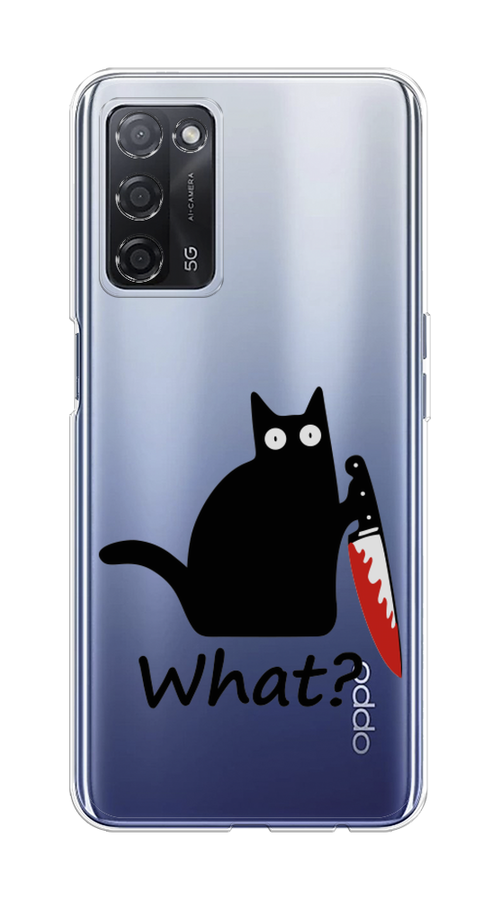 

Чехол на Oppo A55 5G "Котик с ножом", Черный;красный, 256250-6