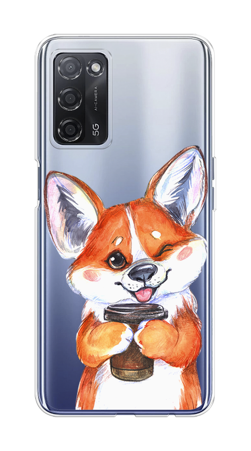 

Чехол на Oppo A55 5G "Корги с кофе", Оранжевый;белый, 256250-4