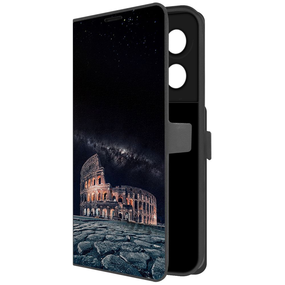 

Чехол-книжка Krutoff Eco Book для Vivo Y27s Италия, Колизей (черный)