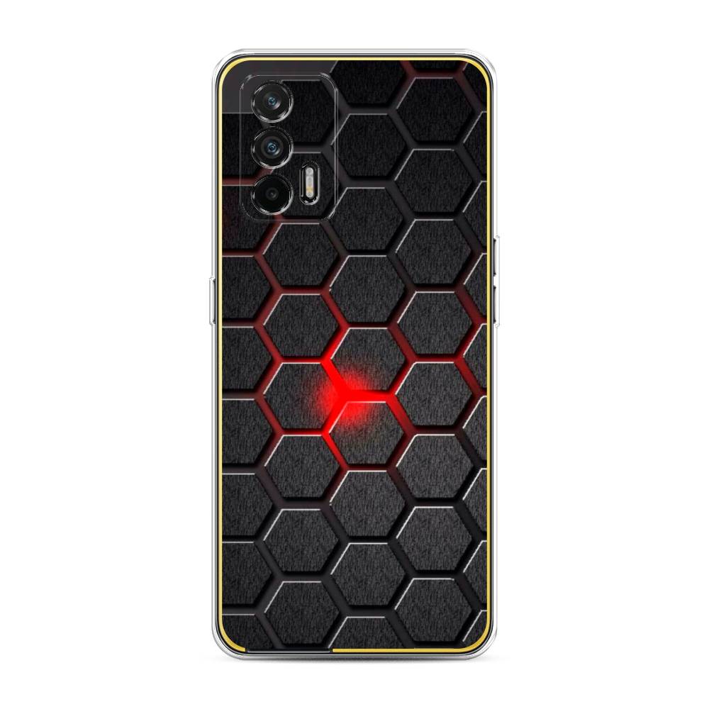 

Чехол на Oppo Realme GT "Соты красные", Красный;черный;серый, 256350-3