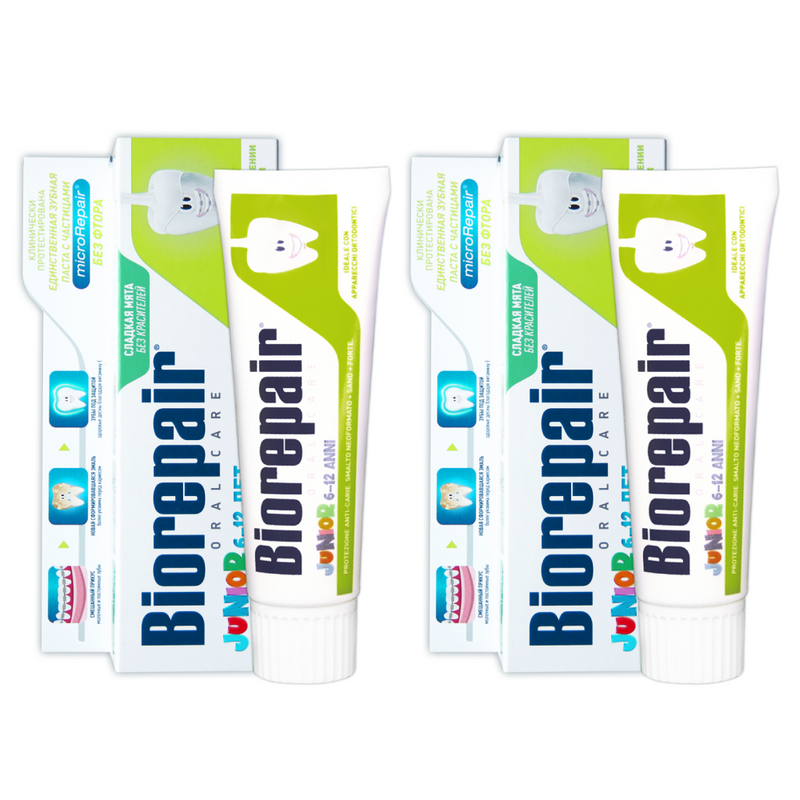 фото Зубная паста biorepair junior детская с экстрактом сладкой мяты, 75 мл, 2 шт