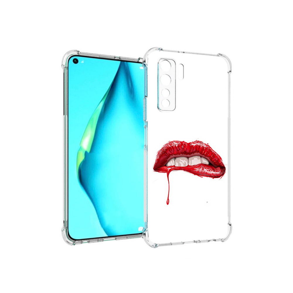

Чехол MyPads Tocco для Huawei Nova 7 SE яркие красные губы, Прозрачный, Tocco