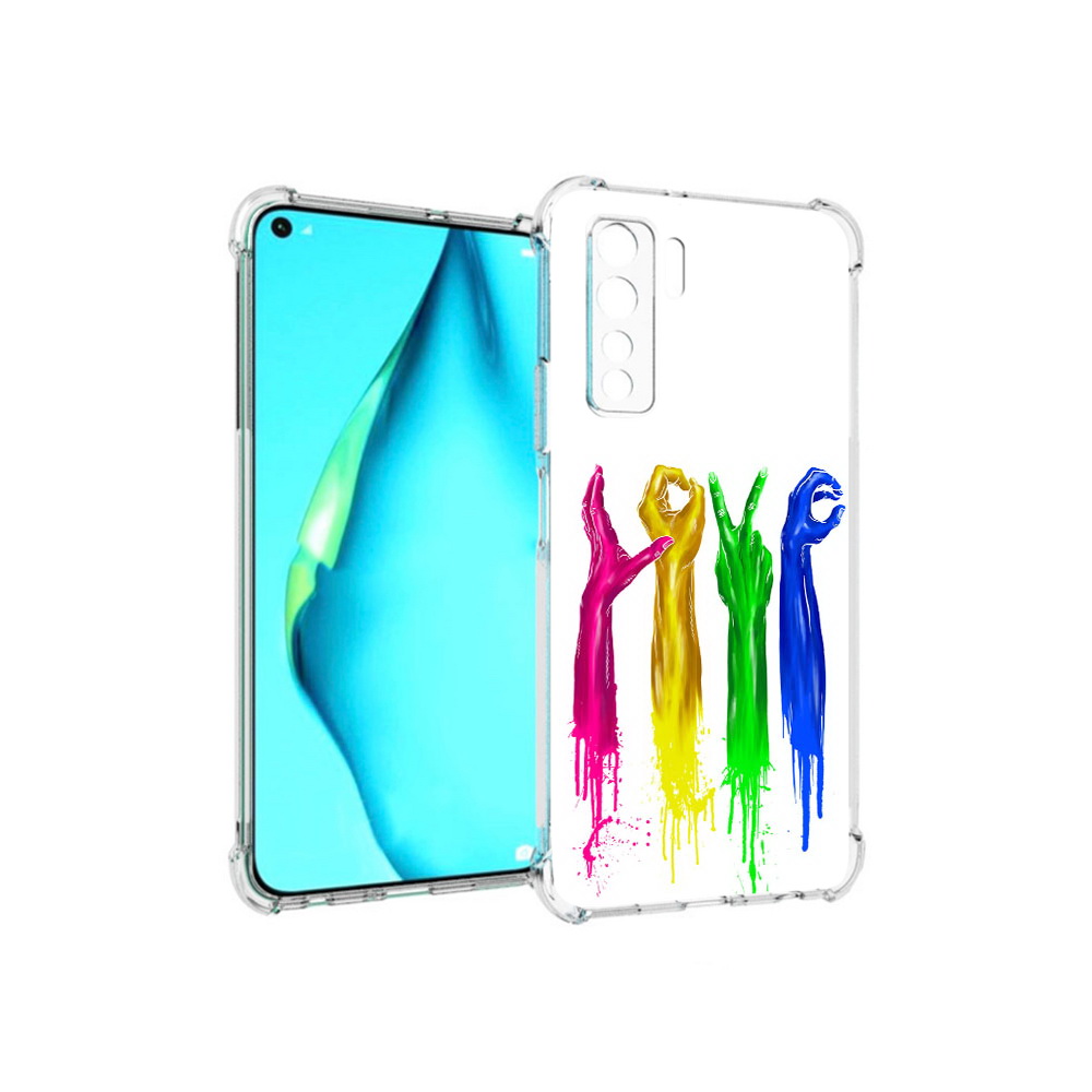 

Чехол MyPads Tocco для Huawei Nova 7 SE яркие руки love, Прозрачный, Tocco