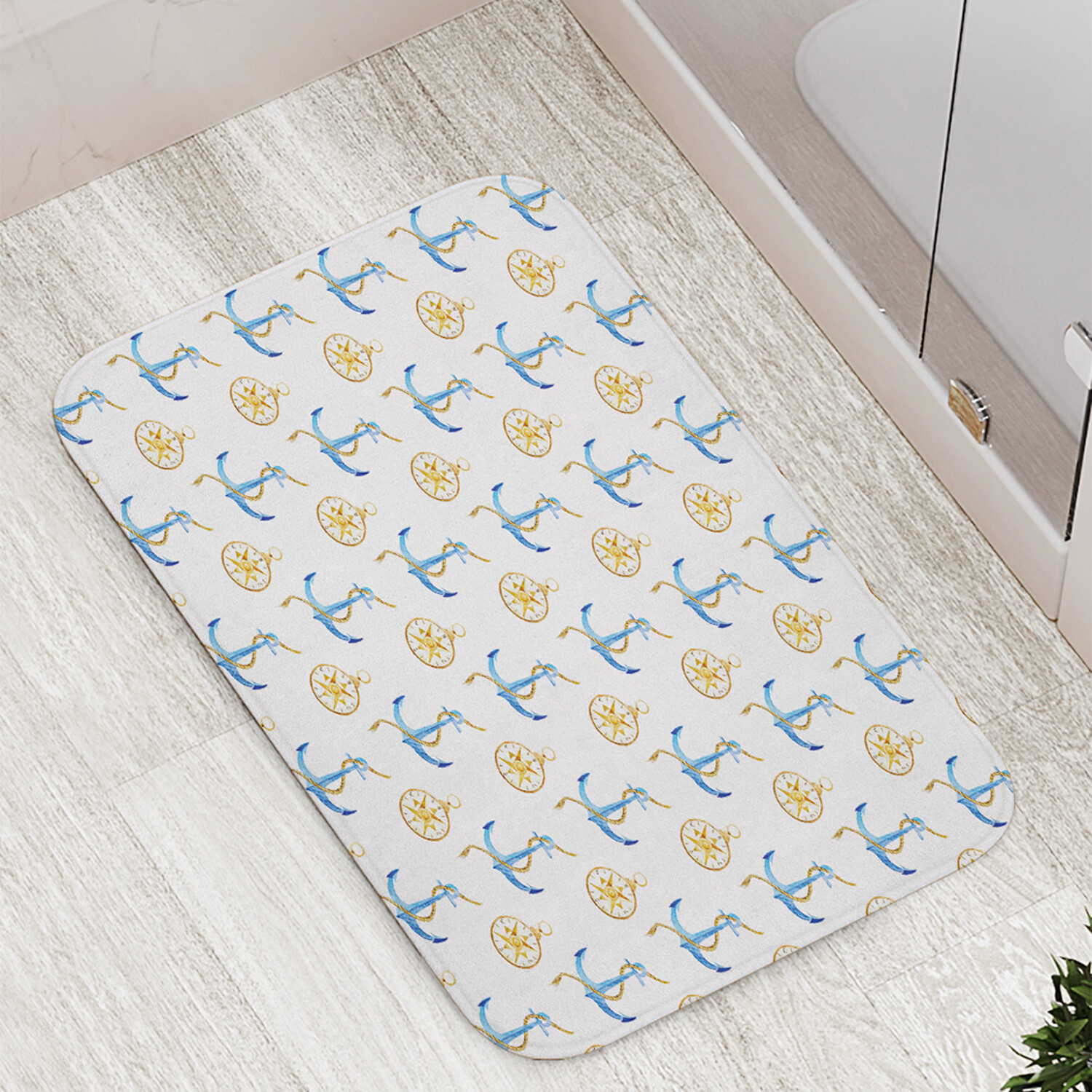 

Коврик противоскользящий JoyArty "Якорь и компас" для ванной сауны бассейна 77х52 см, Якорь и компас