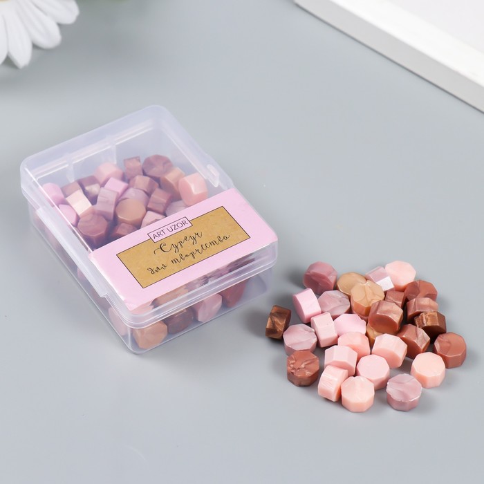 

Сургуч в гранулах в коробочке "Восьмигранник" розовый вечер 30 гр 2,4х5,5х7 см, Разноцветный