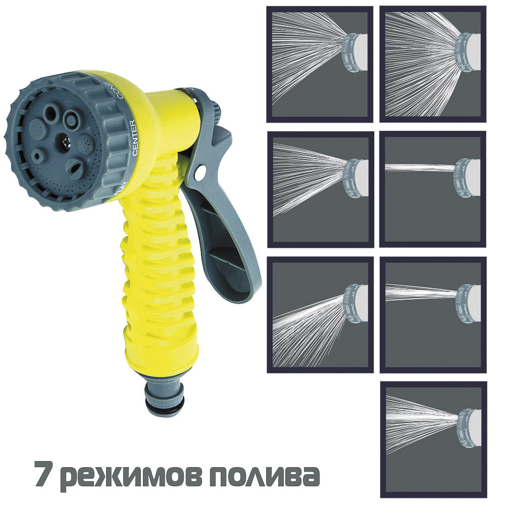 Пистолет-распылительINBLOOM с эргономичной ручкой, пластик, 7 режимов, 21х14х6 см