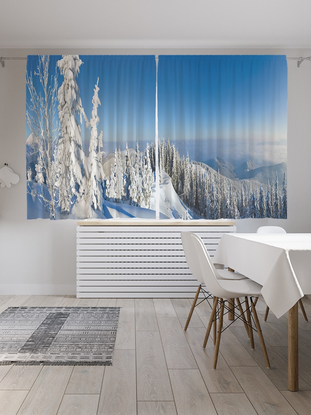 

Шторы с фотопечатью JoyArty "Снежные горы" из сатена, 290х180 см, Снежные горы