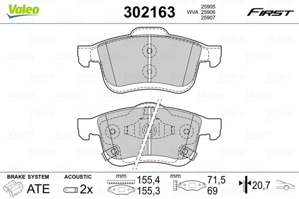 

Тормозные колодки Valeo передние 302163