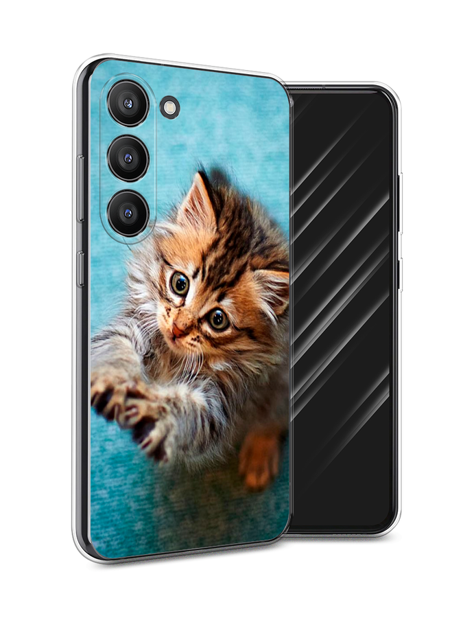 

Чехол Awog на Samsung Galaxy S23 5G "Котенок просит есть", Голубой;коричневый;белый, 2107350-2