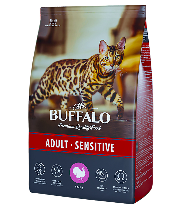

Сухой корм для кошек Mr.Buffalo Adult Sensitive индейка, 10 кг