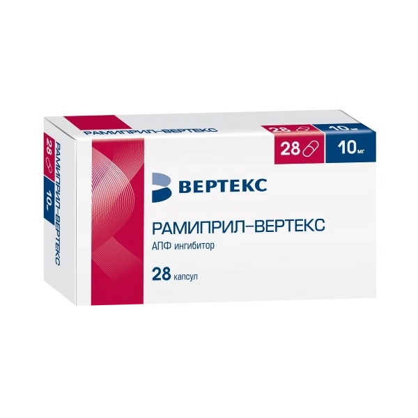 Купить Рамиприл-Вертекс капсулы 10 мг 28 шт., Vertex