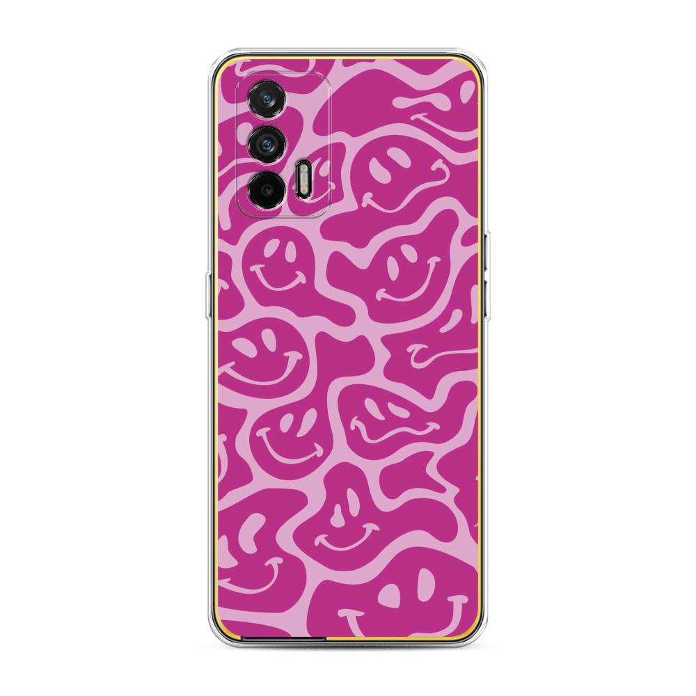 

Чехол на Oppo Realme GT "Расплывчатые смайлики розовые", Фиолетовый, 256350-6