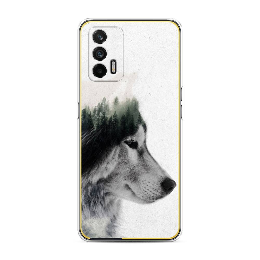

Чехол на Oppo Realme GT "Волк лес", Серый;белый, 256350-1