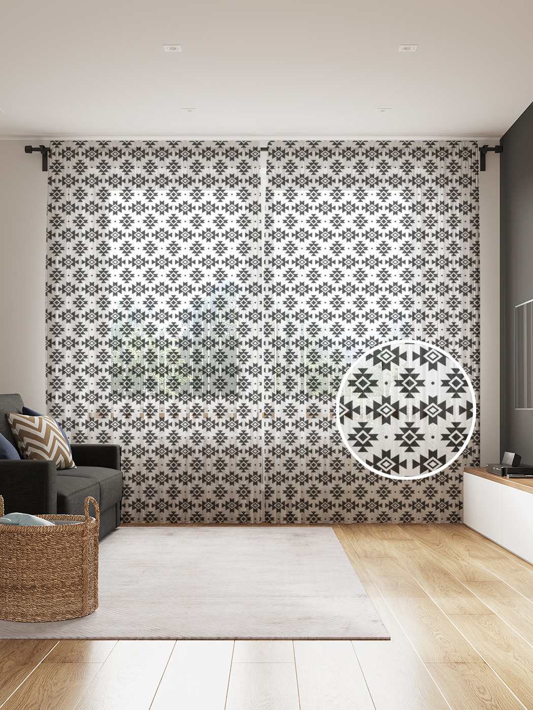 

Фототюль JoyArty "Этнические формы", 145x265см (2 полотна со шторной лентой + 50 крючков), Этнические формы