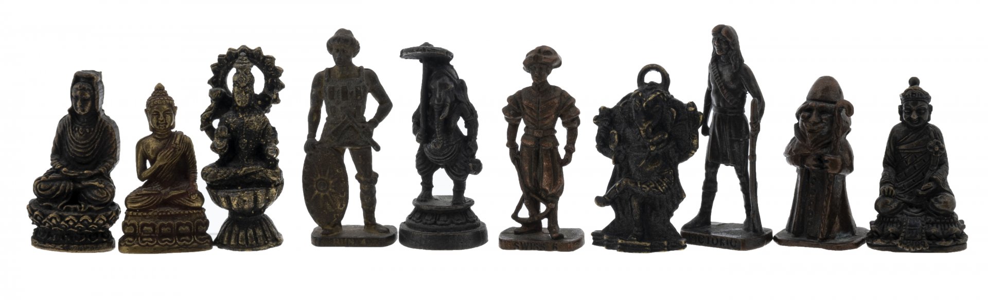 фото Набор из 10 миниатюрных статуэток (в подборе), латунь, индия, 1970-1990 гг. однажды