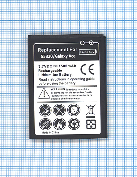 

Аккумулятор для Samsung Galaxy Ace S5830 3.7 V 1500mAh OEM