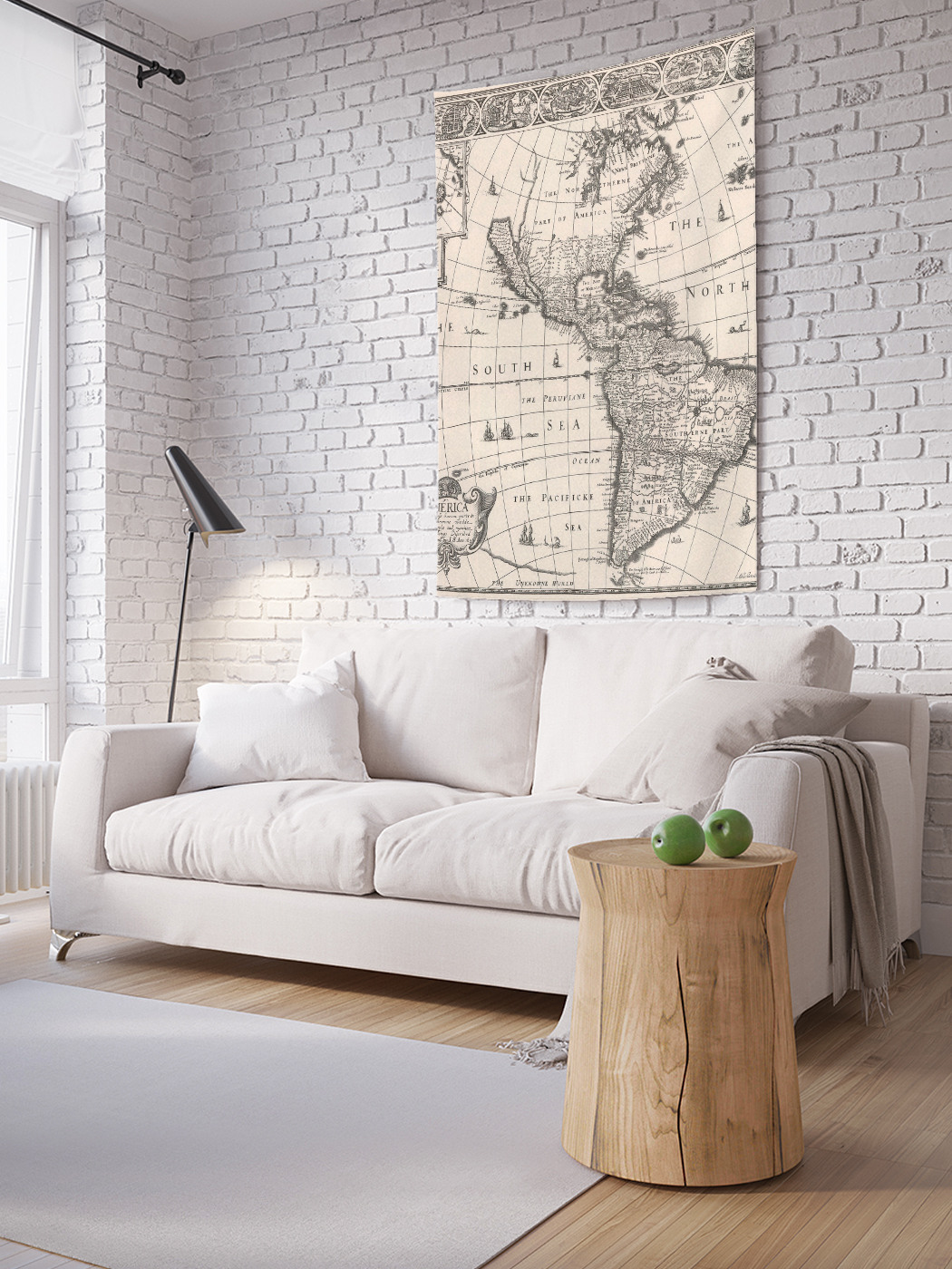 

Вертикальное фотопанно на стену JoyArty Древняя карта Америки 150x200 см, Древняя карта Америки