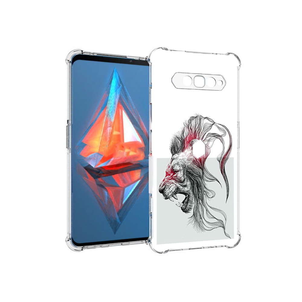 

Чехол MyPads Tocco для Xiaomi Black Shark 4 разъяренный лев (PT162389.266.576), Прозрачный, Tocco