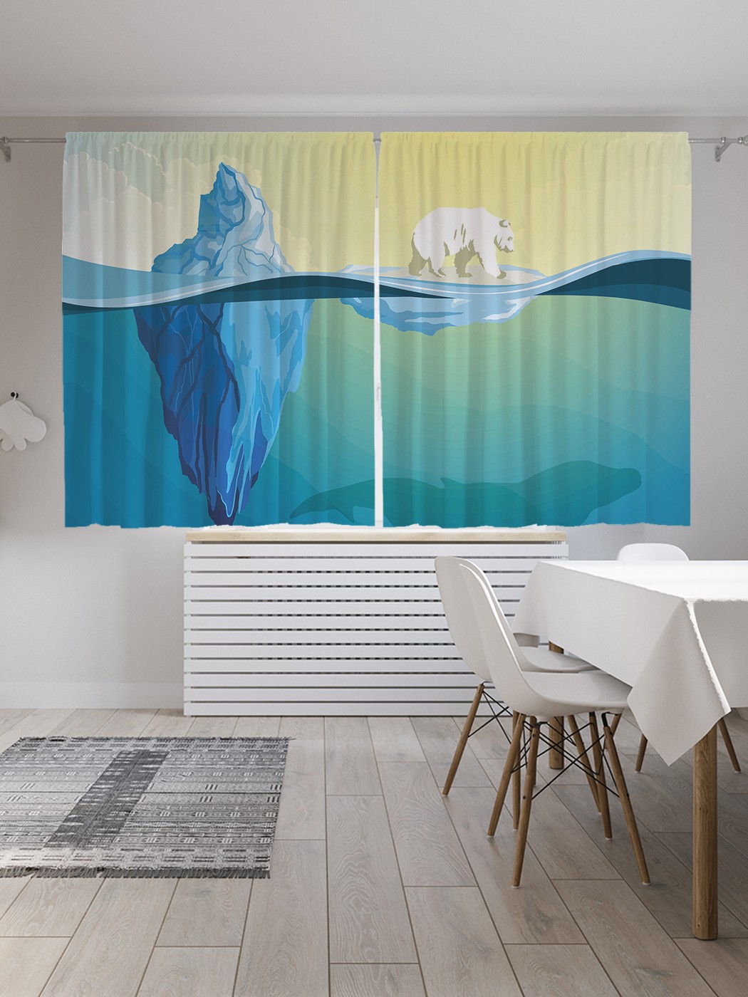 

Классические шторы JoyArty "Айсберг в океане", серия Oxford DeLux, 2 полотна 145x180 см, Айсберг в океане