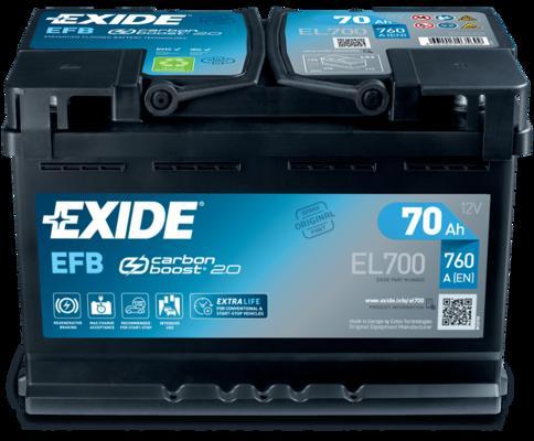 

Exide El700 Ecm_аккумуляторная Батарея! 19.5/17.9 Евро 70ah 760a 278/175/190 Carbon Boost