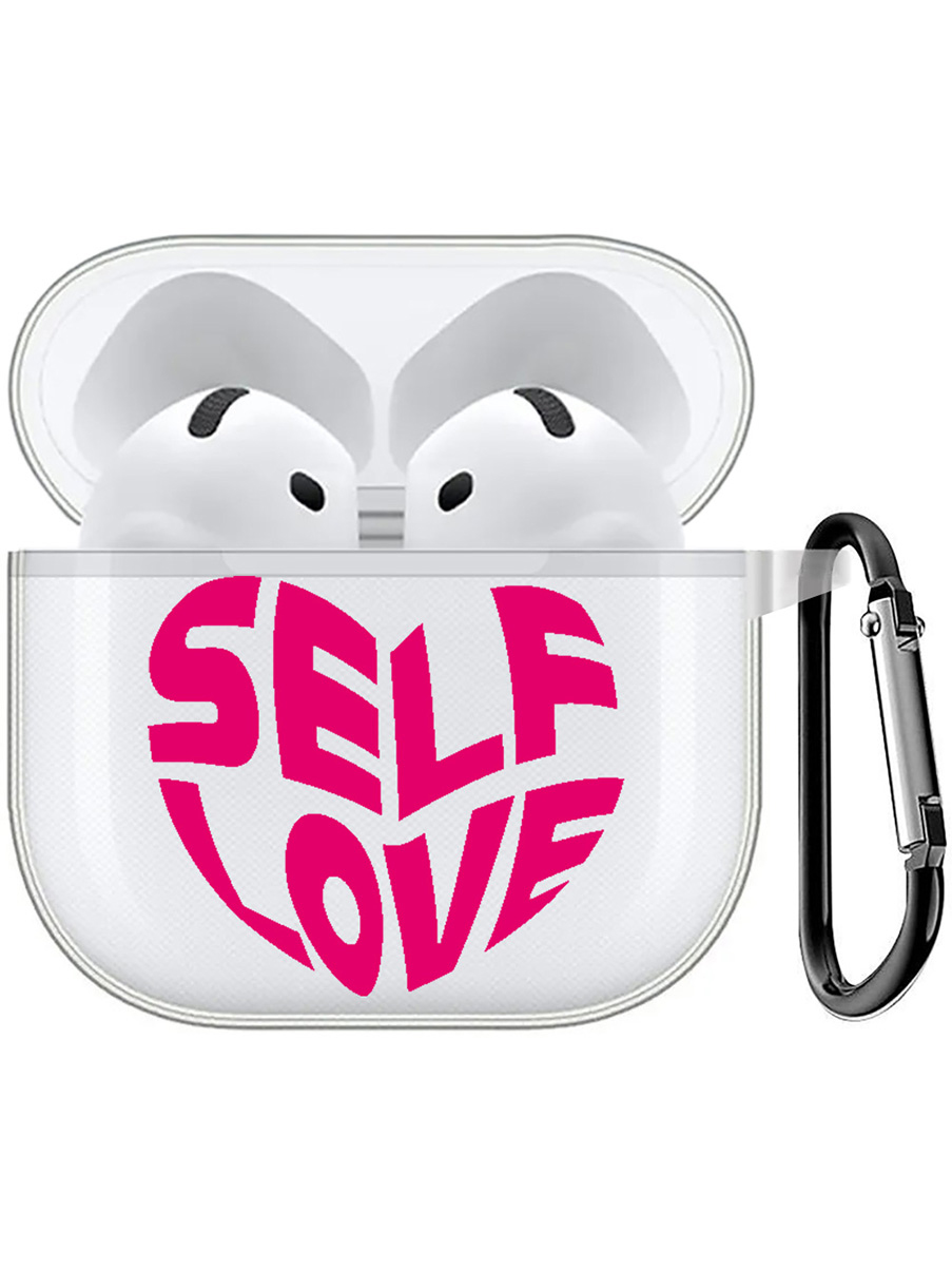 

Чехол на Apple AirPods 4 с принтом "Полюби себя" прозрачный, Прозрачный;розовый, 785983651