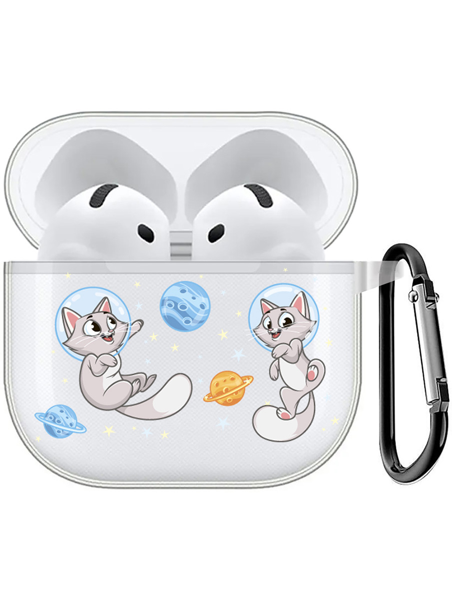 

Чехол на Apple AirPods 4 с принтом "CosmoCats" прозрачный, Прозрачный;оранжевый;серый, 785983651