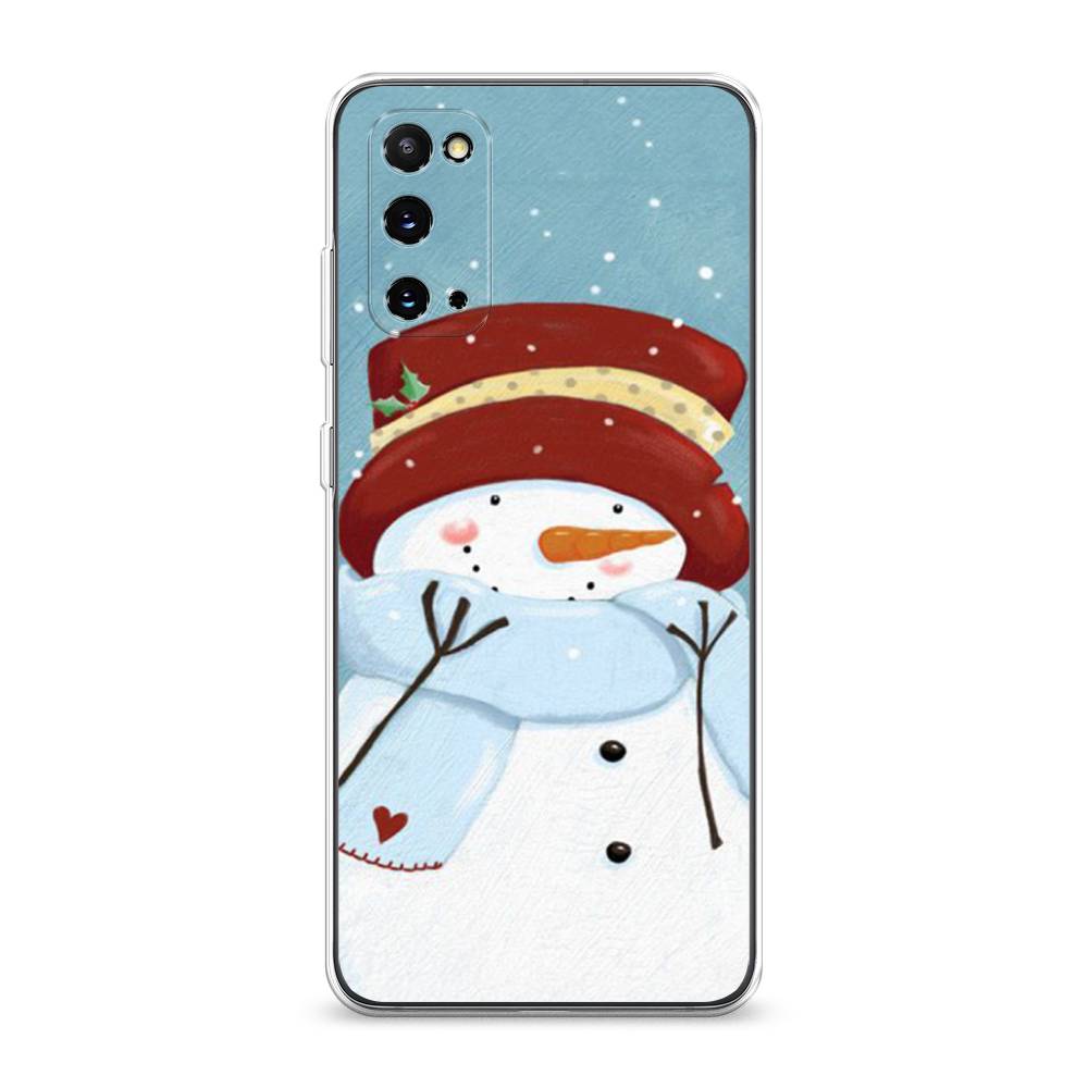 

Чехол для Samsung Galaxy S20 "Застенчивый снеговик", Голубой;белый;красный, 29250-5