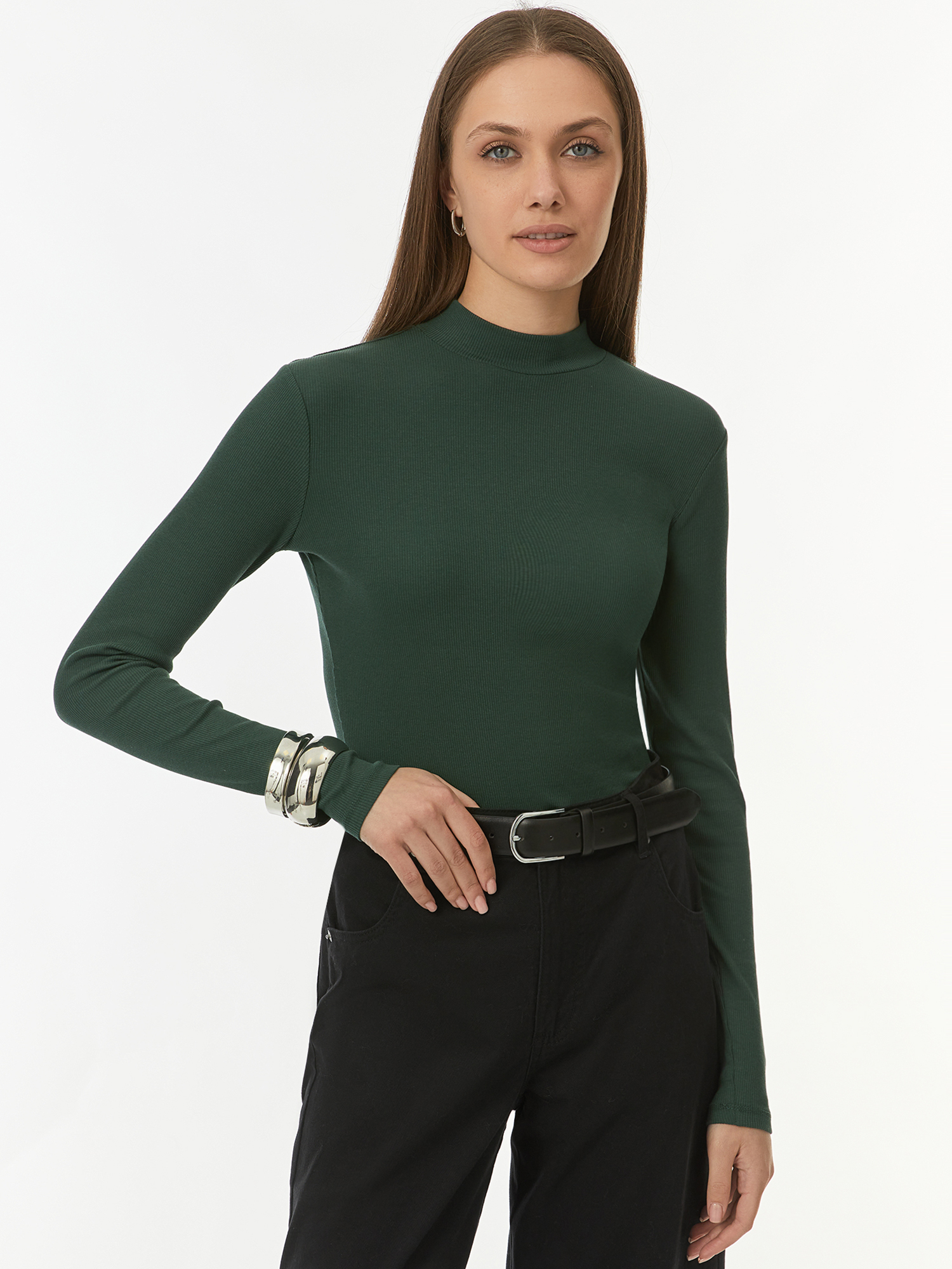 

Водолазка женская oodji 15E11009B зеленая XS, Зеленый, 15E11009B