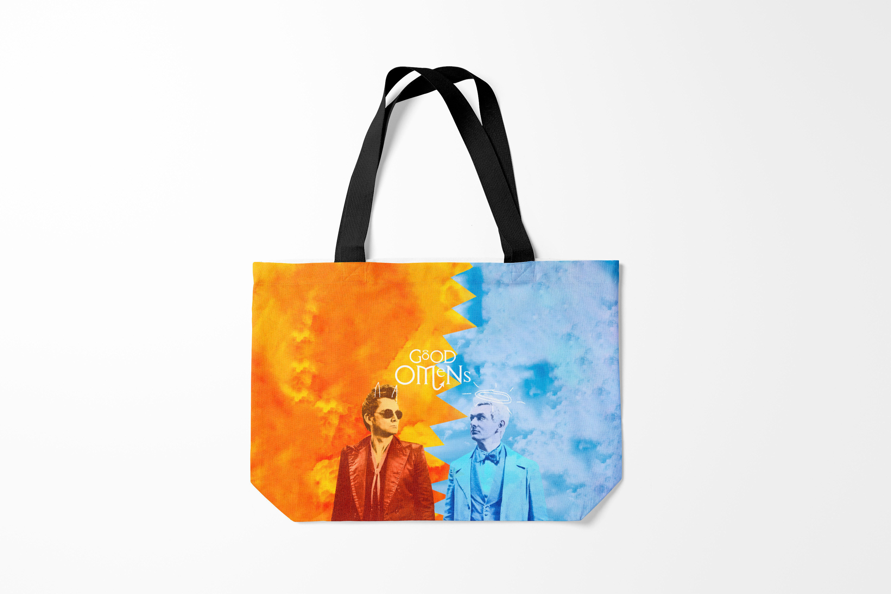

Сумка шoппер унисекс Burnettie Благие знамения Good Omens, оранжевый; голубой, Благие знамения Good Omens