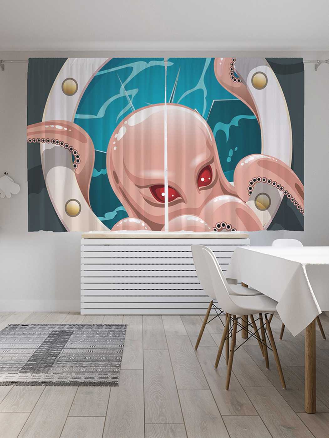 

Классические шторы JoyArty "Любопытный осьминог", серия Oxford DeLux, 2 полотна 145x180 см, Любопытный осьминог